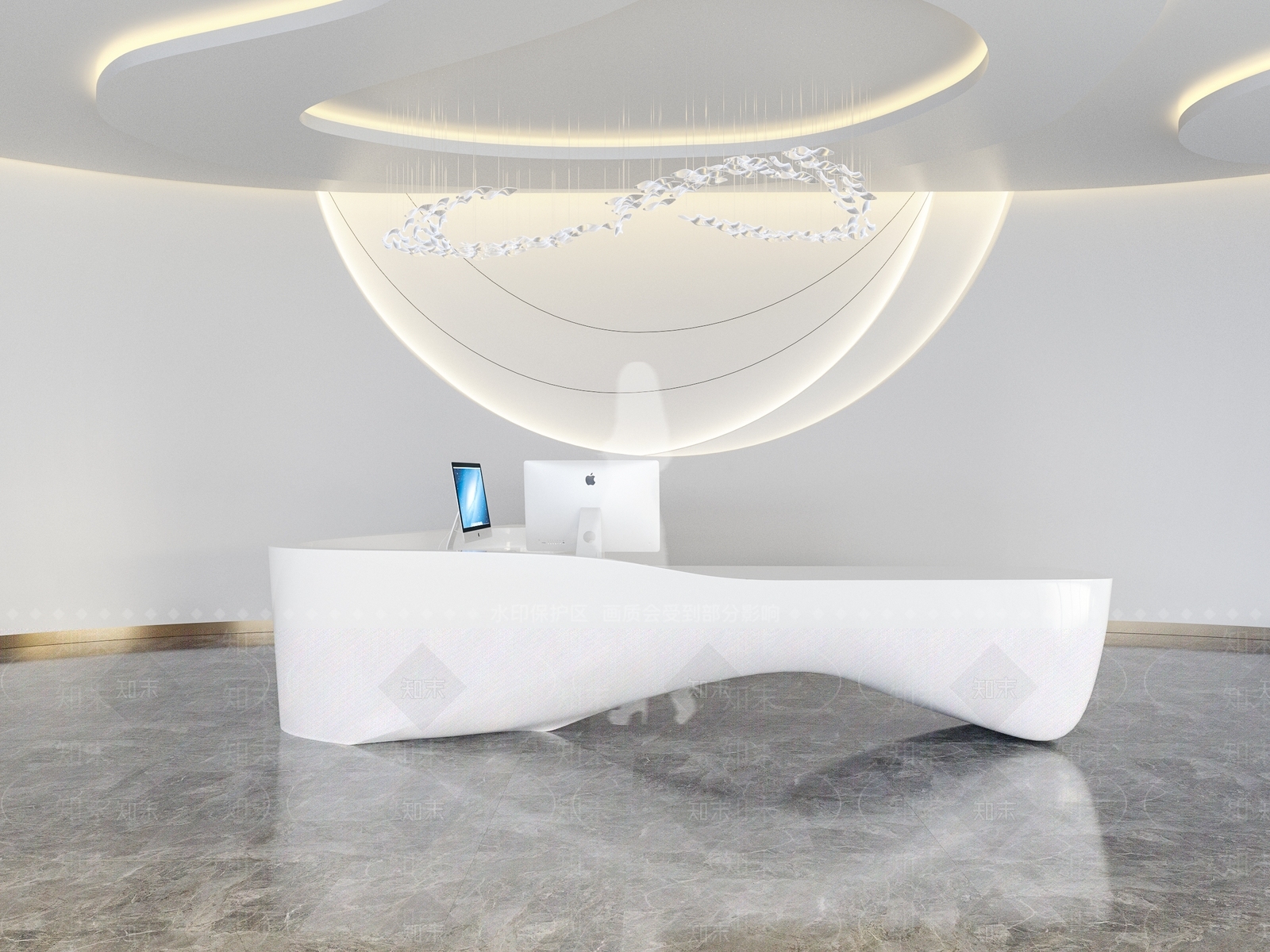 现代商场办公异形服务台3D模型下载【ID:957029624】