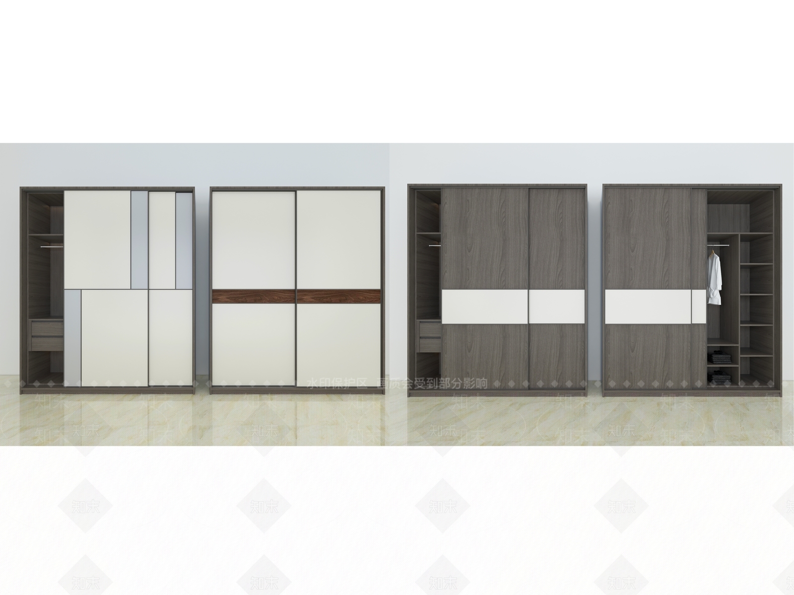 现代简约移门衣柜3D模型下载【ID:957031941】