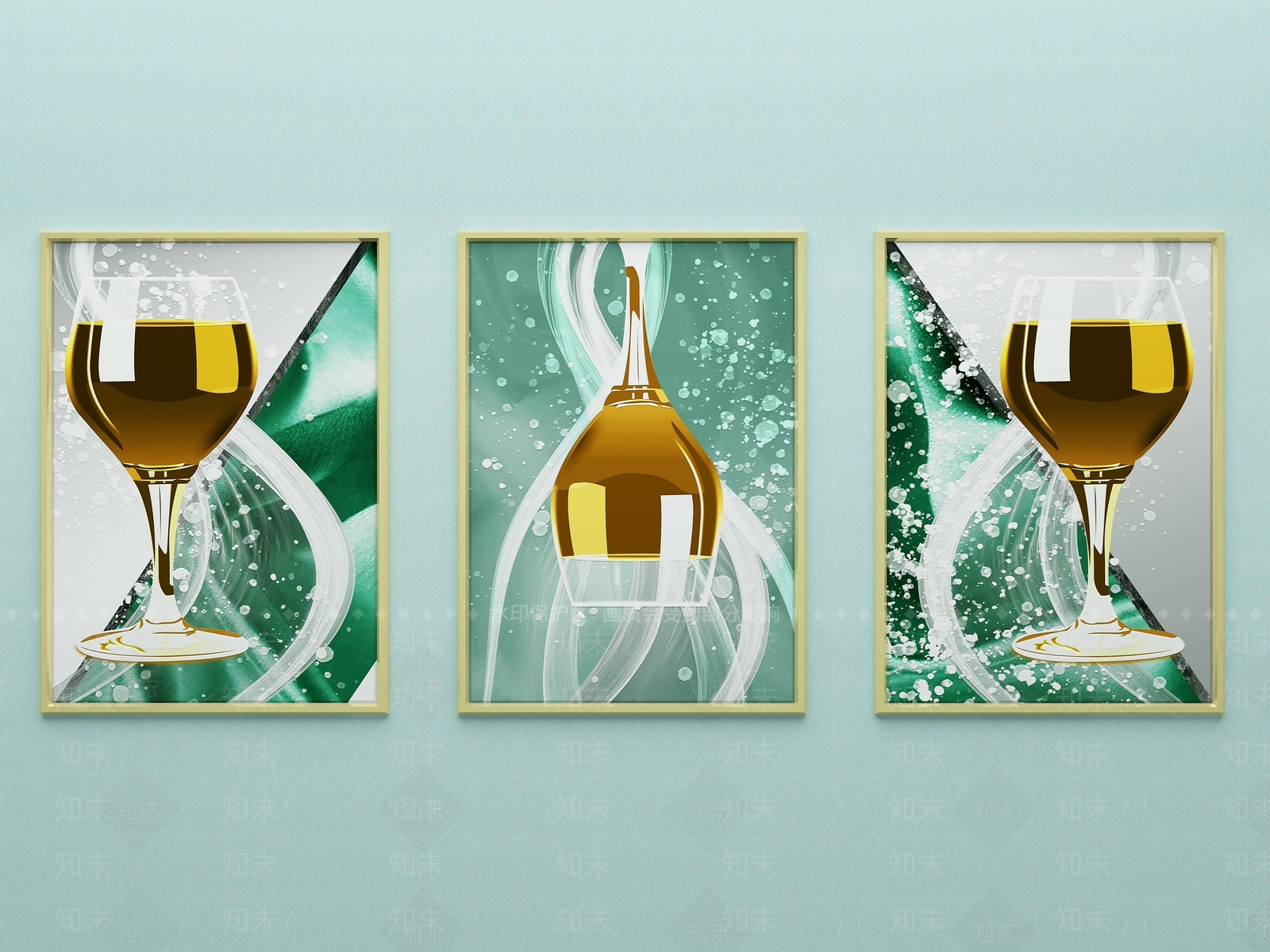 现代酒杯装饰画3D模型下载【ID:157050756】