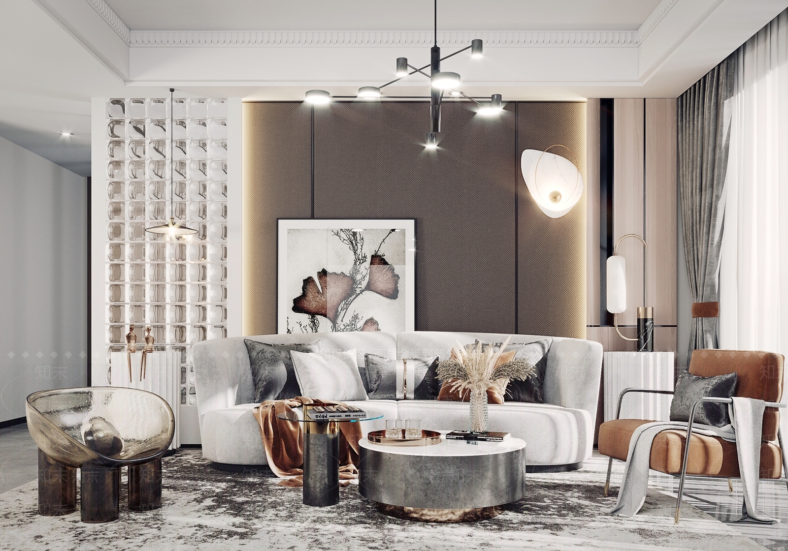 现代奢华客厅3D模型下载【ID:757073767】