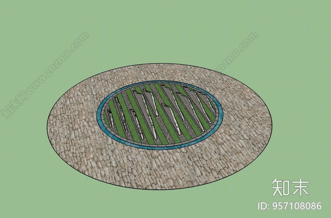 现代风格石头小路SU模型下载【ID:957108086】