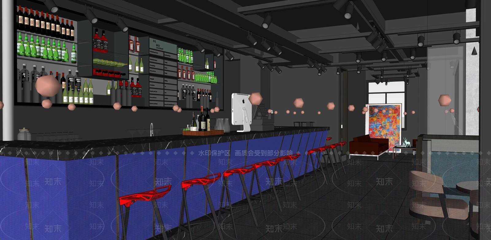 工业风格酒吧SU模型下载【ID:757118492】