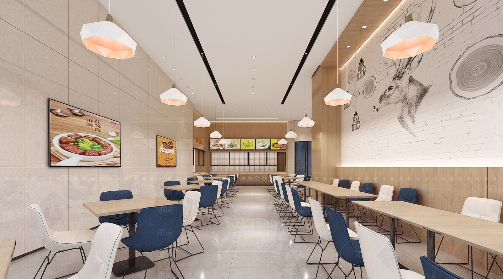 现代员工餐厅3D模型下载【ID:757132763】