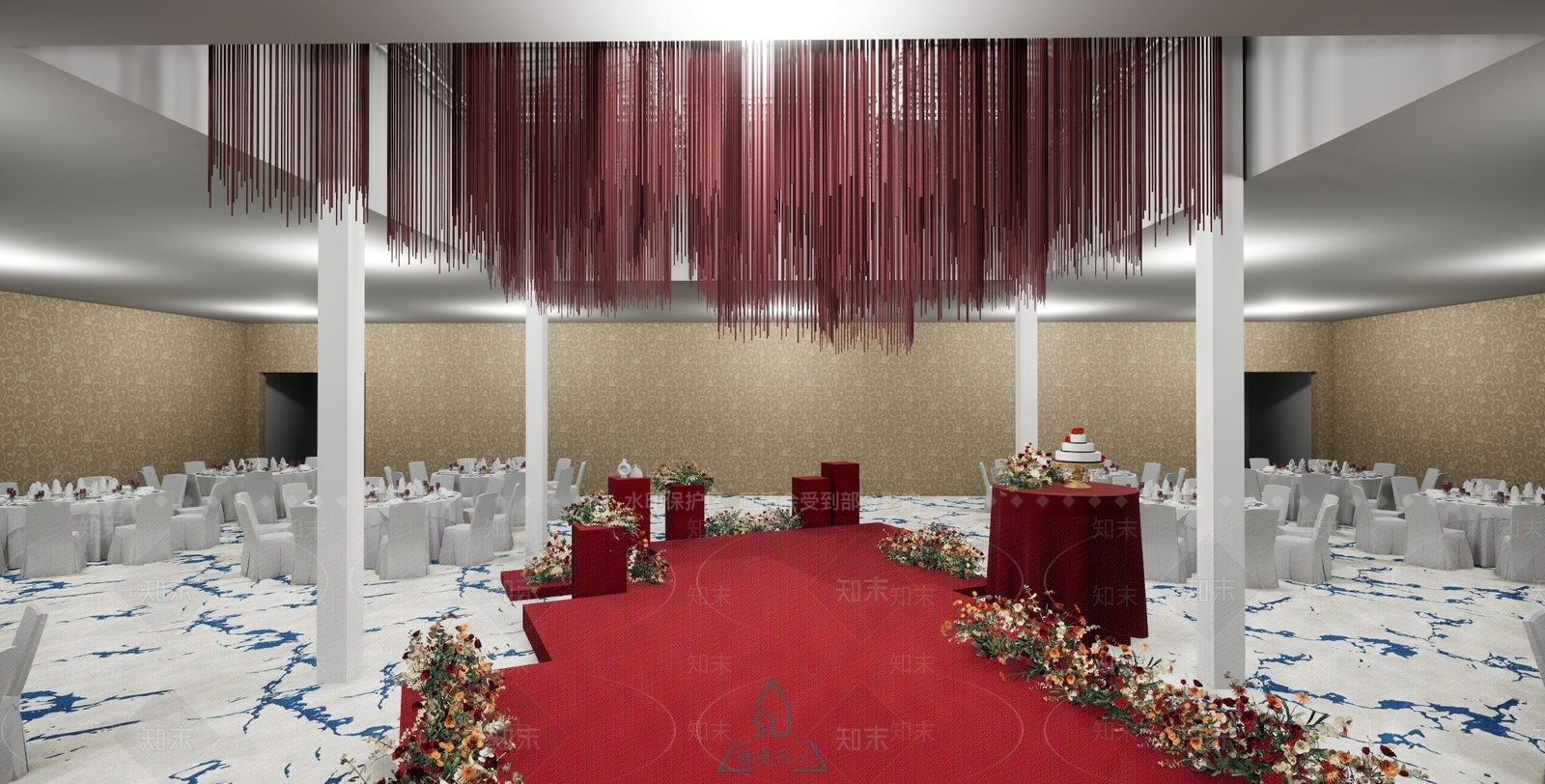 现代风格婚礼场景SU模型下载【ID:557133573】