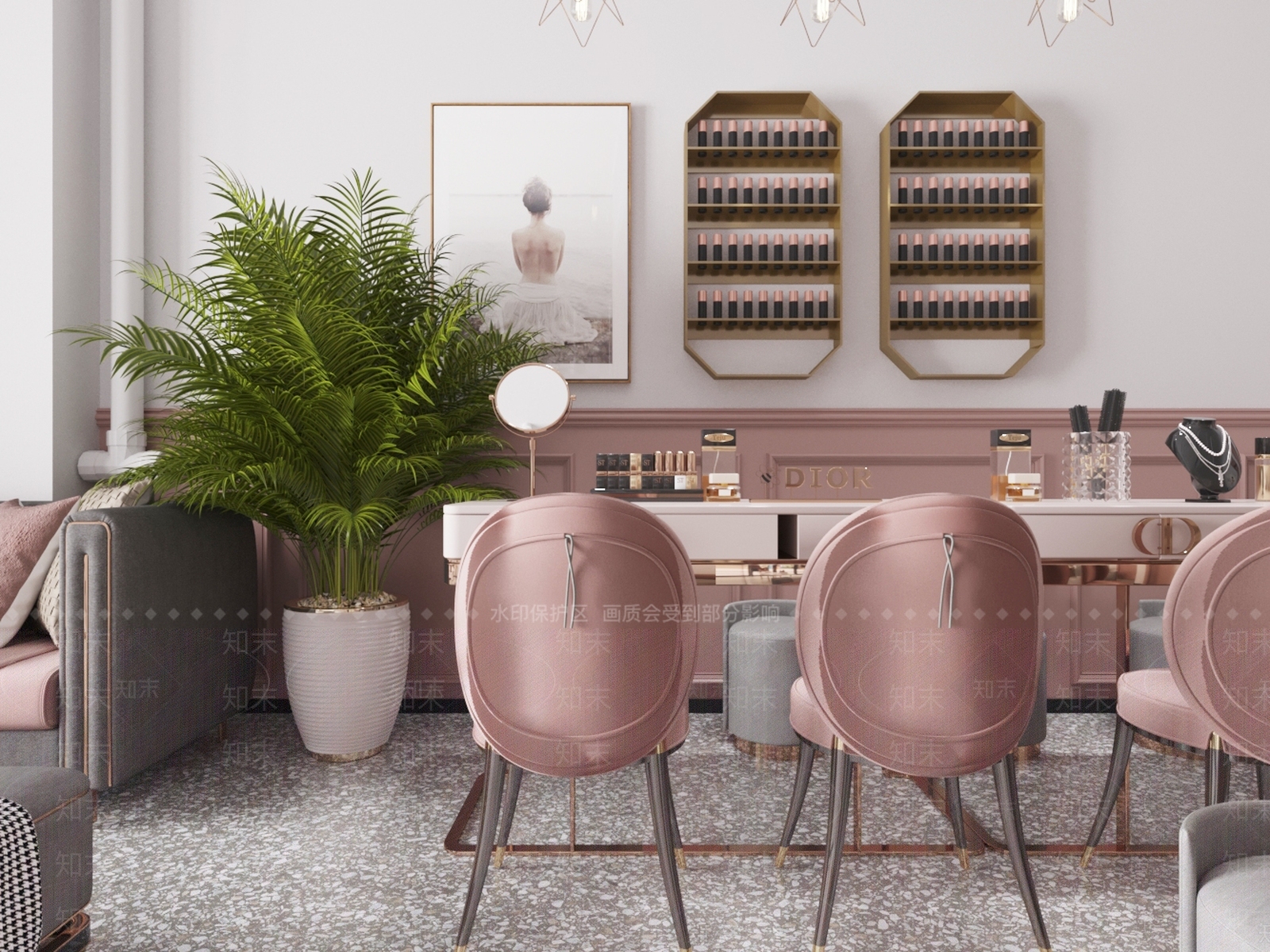 现代轻奢美容美甲店3D模型下载【ID:257138083】