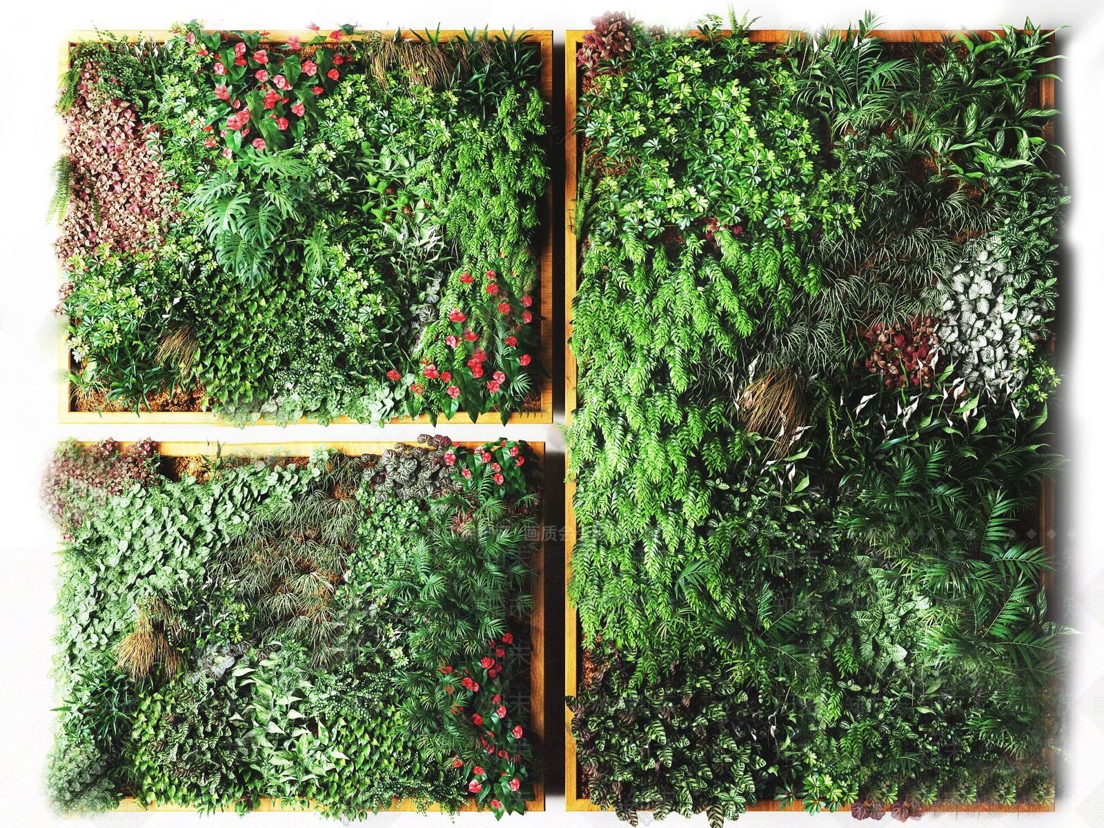 现代绿植墙3D模型下载【ID:457161231】