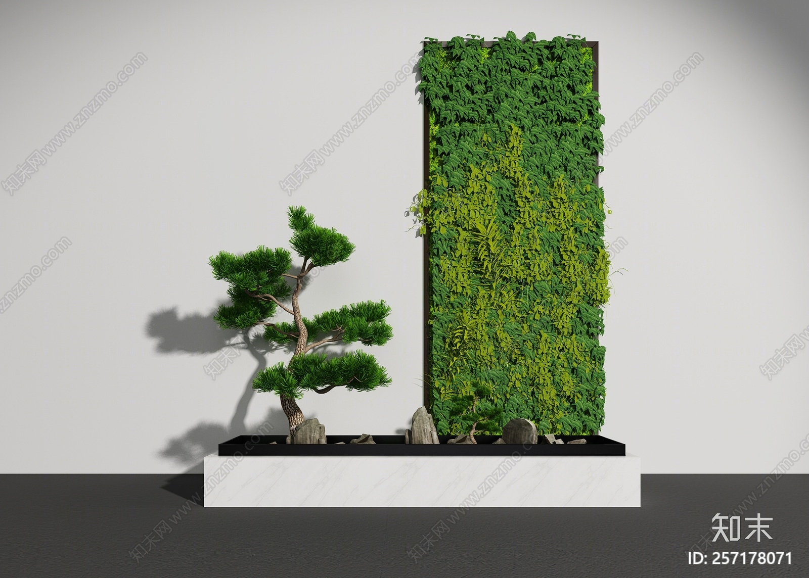 现代绿植墙3D模型下载【ID:257178071】