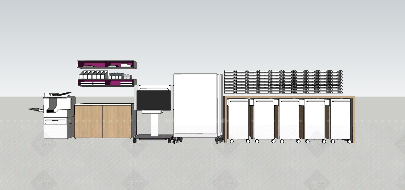 现代风格办公家具用品SU模型下载【ID:857187628】