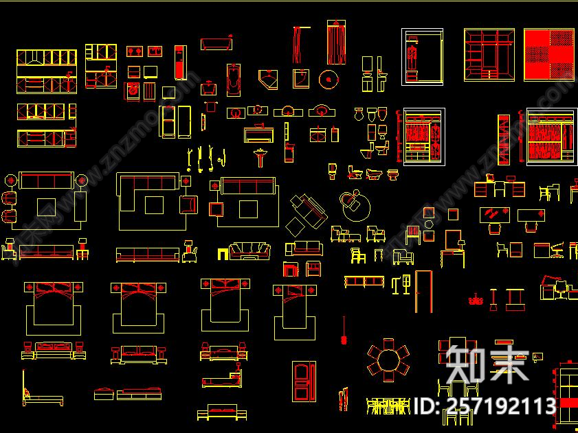 现代家装精品图库cad施工图下载【ID:257192113】