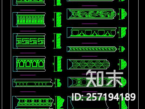 现代经典雕刻木线施工图下载【ID:257194189】