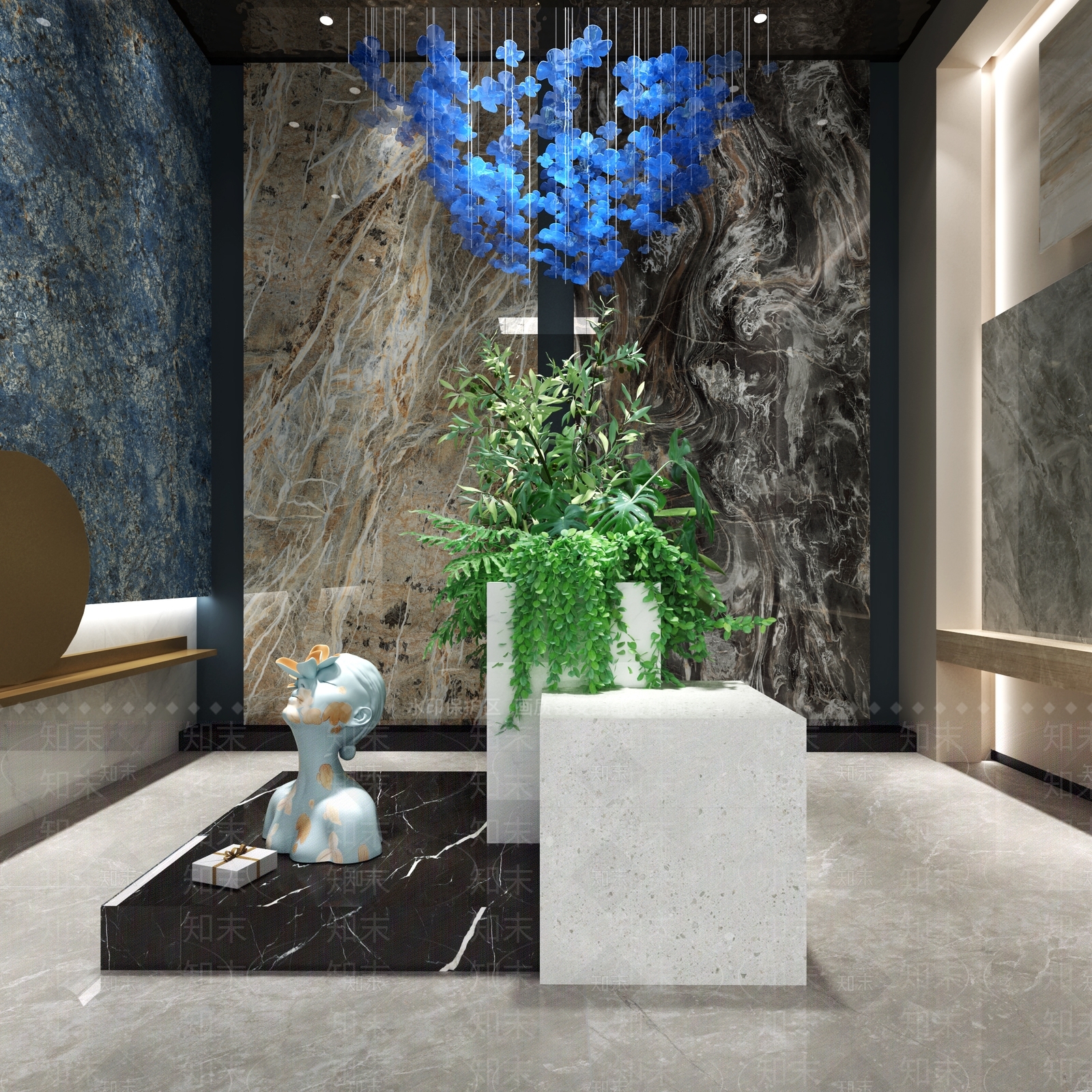 现代大板瓷砖展示空间3D模型下载【ID:557210415】