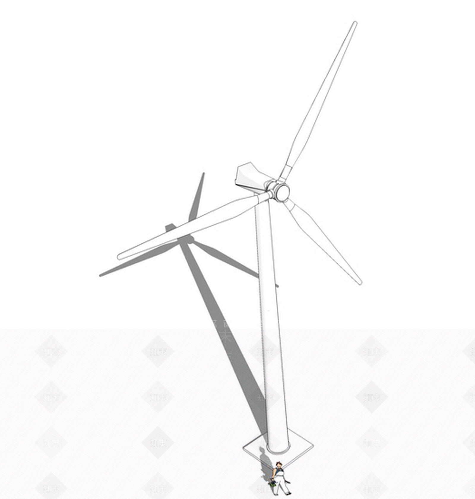 工业风格风力发电机SU模型下载【ID:757248211】
