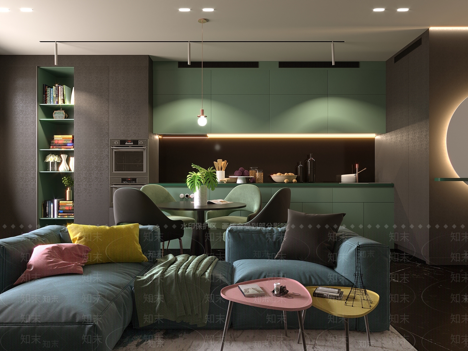 简欧轻奢客餐厅3D模型下载【ID:957256702】