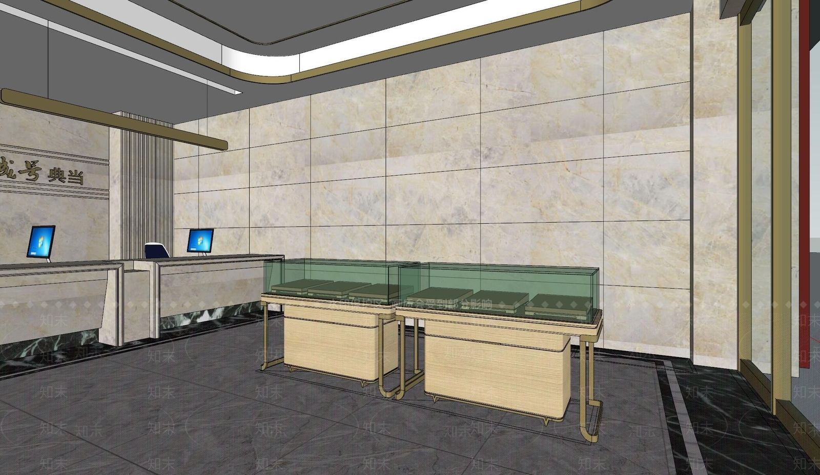 新中式风格珠宝柜台SU模型下载【ID:857267760】