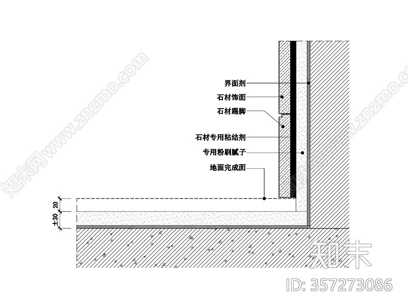 现代石材踢脚节点图施工图下载【ID:357273086】