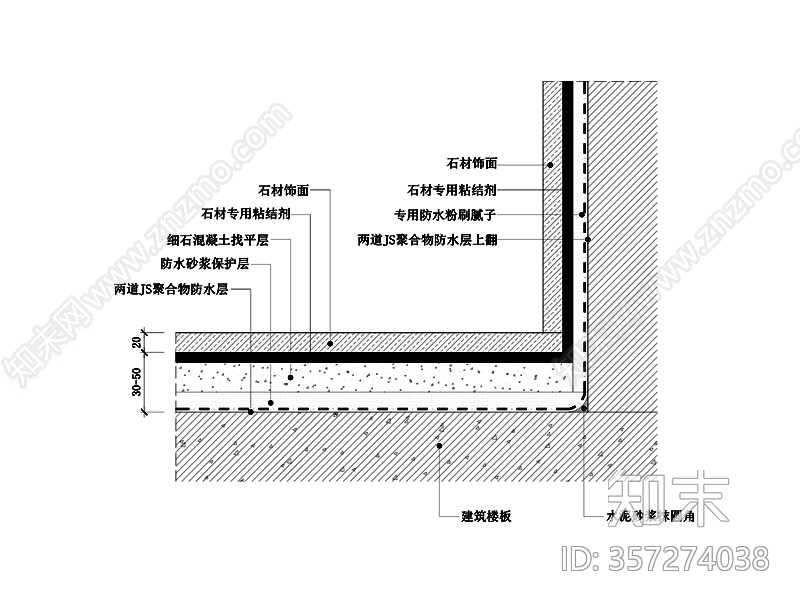 现代墙地面防水节点图施工图下载【ID:357274038】