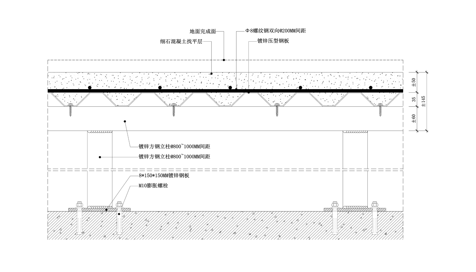 现代钢架地台节点图施工图下载【id:357278023】