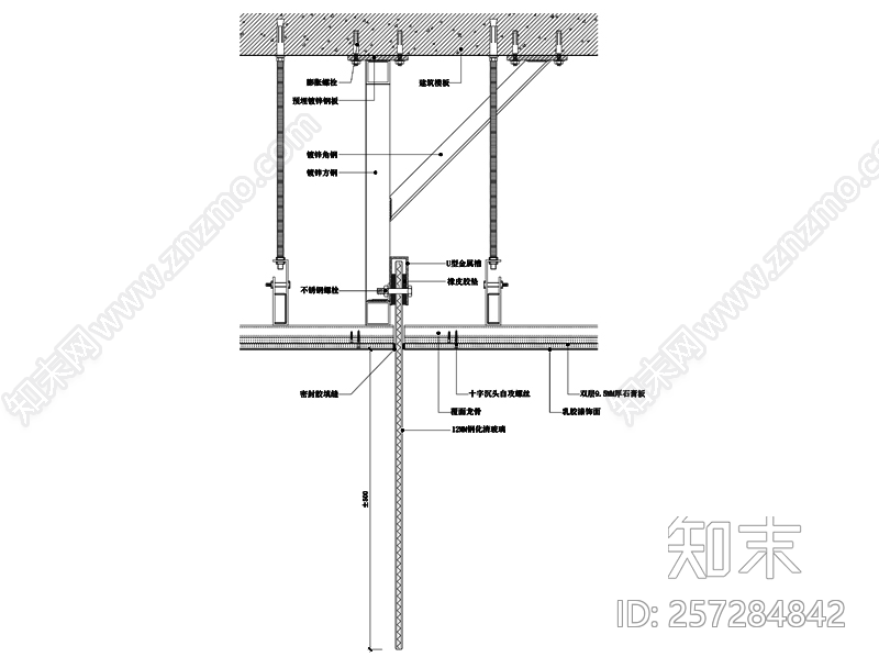 现代挡烟垂壁节点图cad施工图下载【ID:257284842】