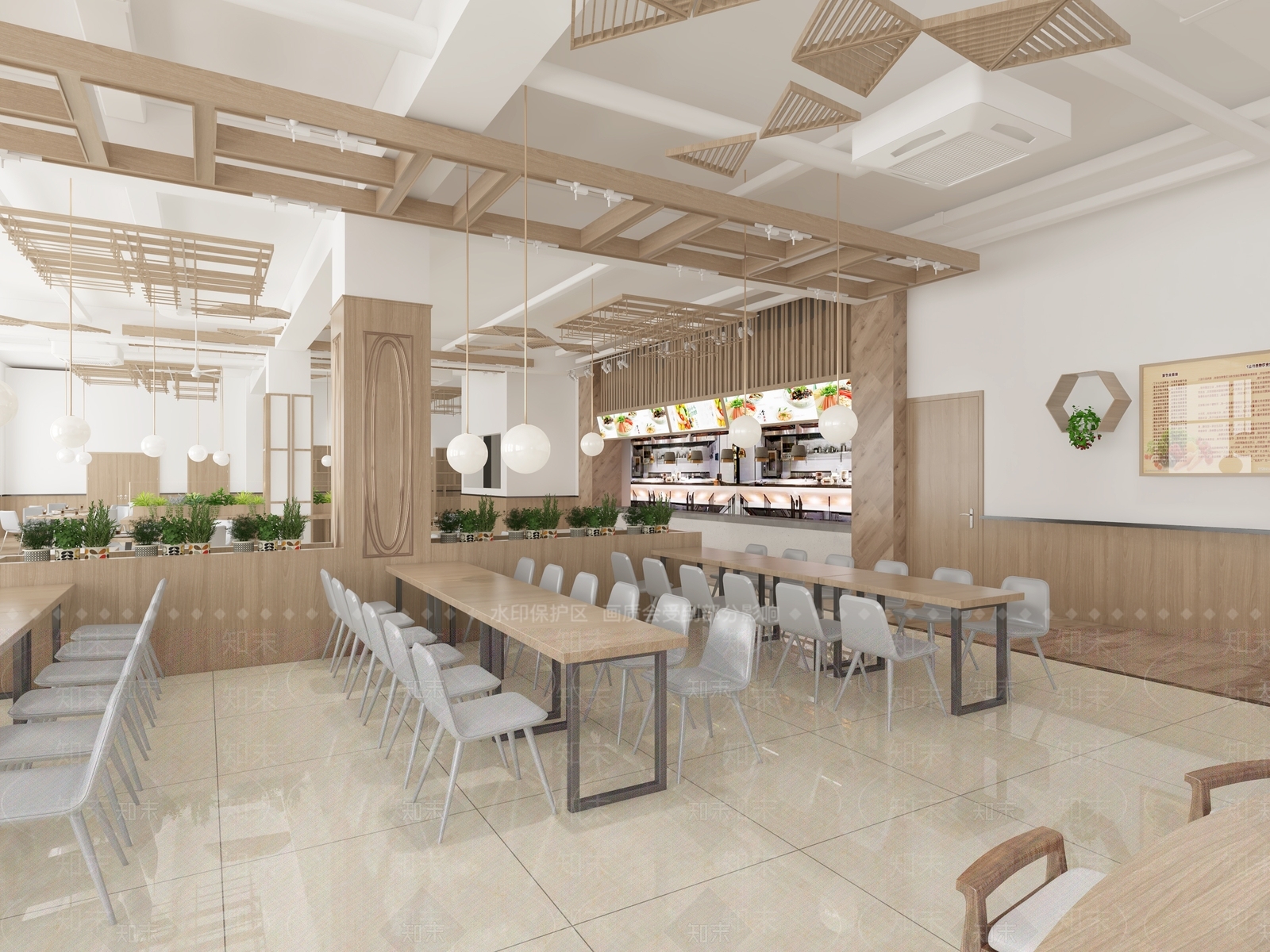 现代学校食堂3D模型下载【ID:757303741】
