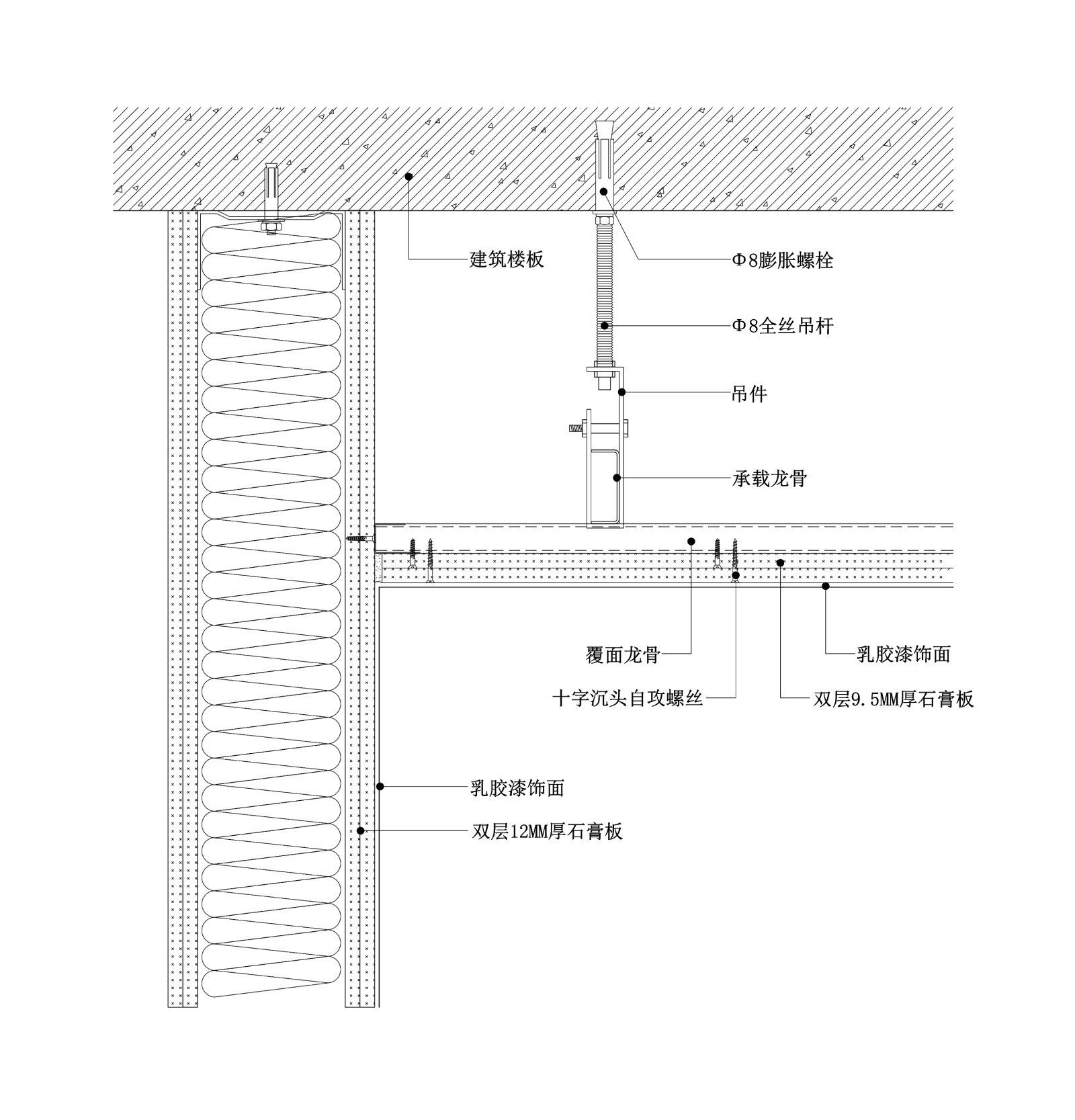 现代涂料顶面与涂料墙面交接天花节点图施工图下载【ID:257309854】