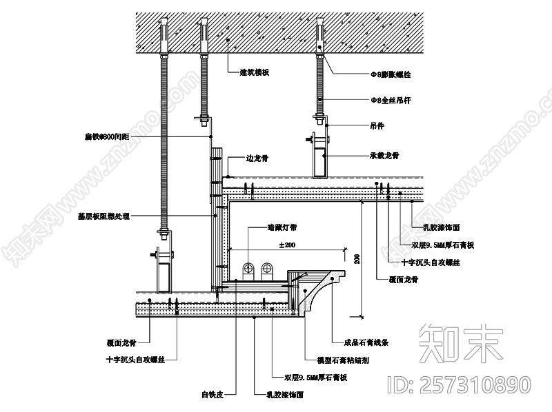 現代石膏板吊頂節點圖施工圖下載