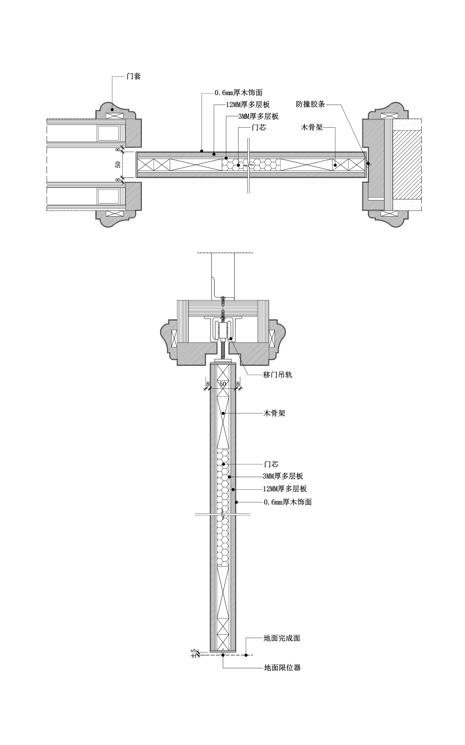 现代暗藏移门cad施工图下载【ID:357311555】