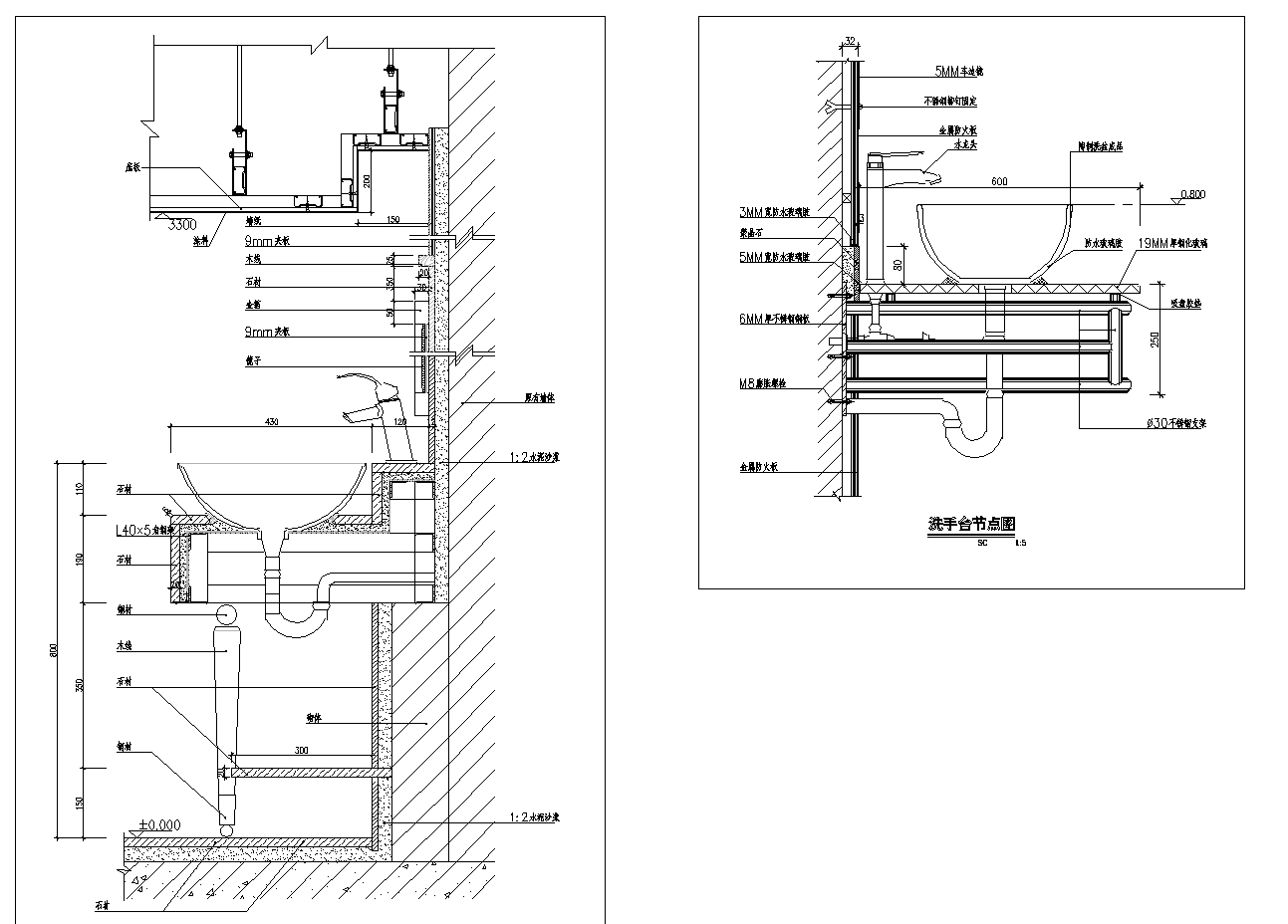 现代洗手台节点大样施工图下载