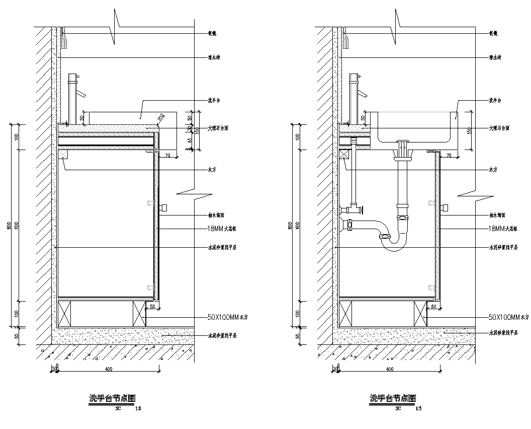 现代洗手台节点大样施工图下载