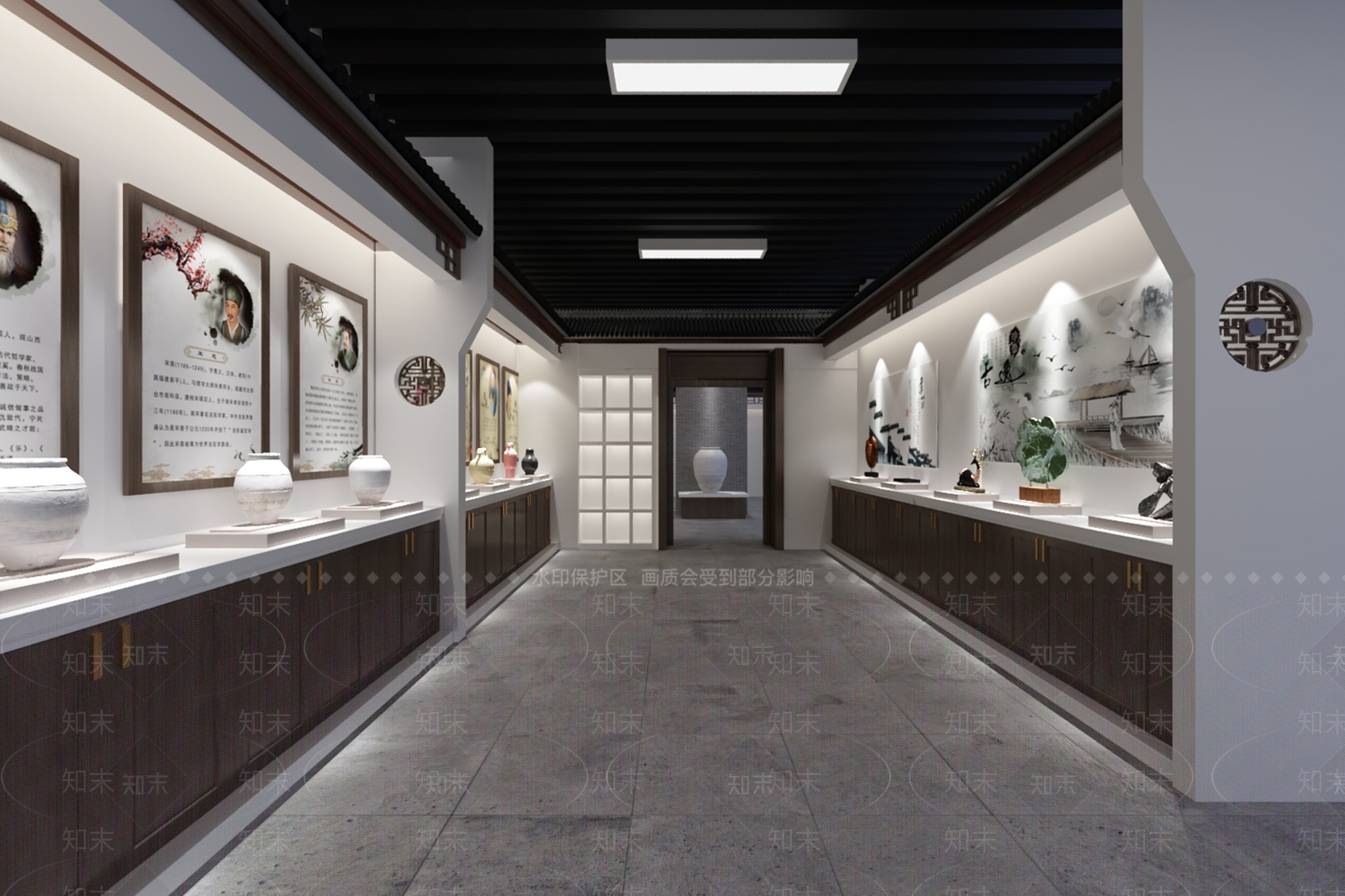 中式陶瓷展厅3D模型下载【ID:557324409】