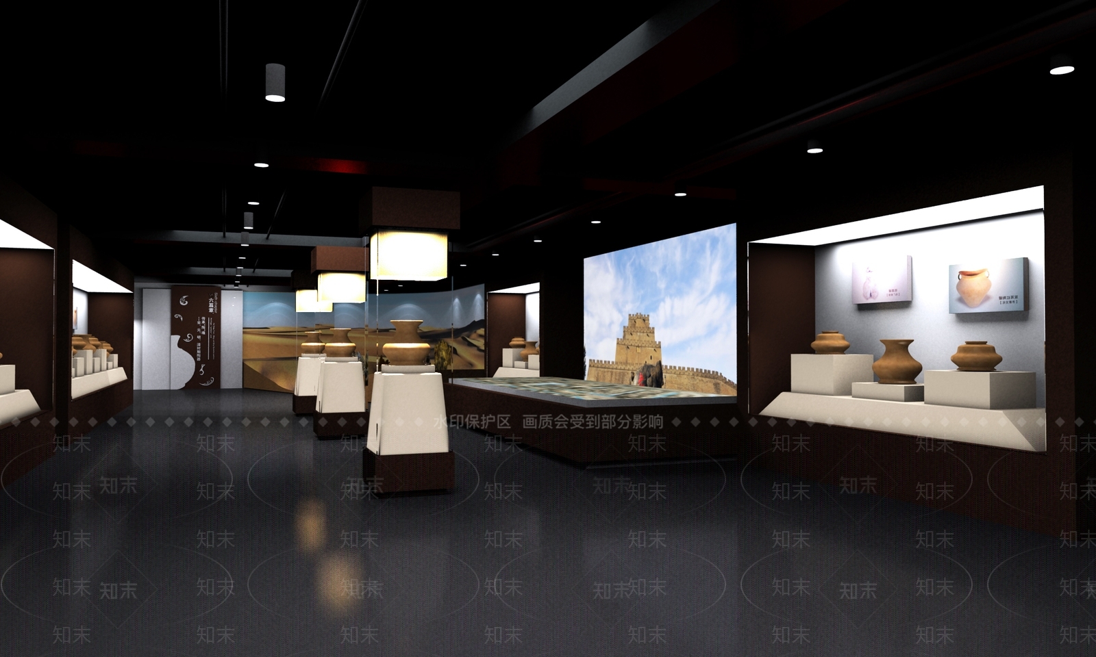 现代陶瓷展厅3D模型下载【ID:557345478】