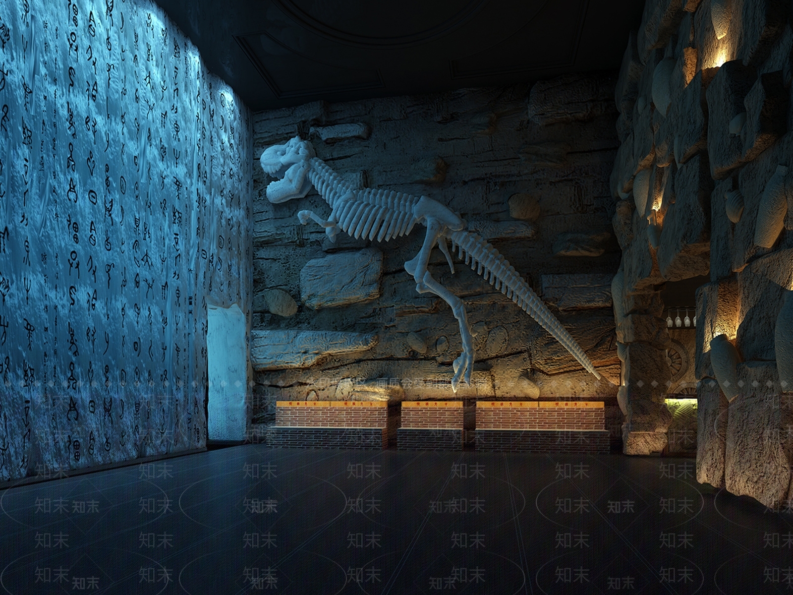现代博物馆展厅3D模型下载【ID:557354411】