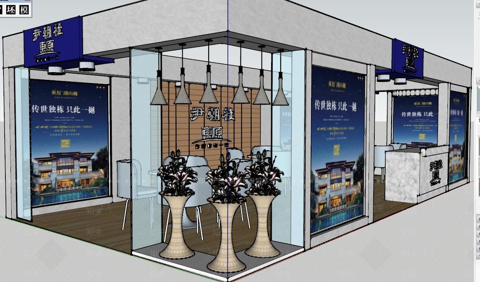 新中式风格其他展厅SU模型下载【ID:257413920】