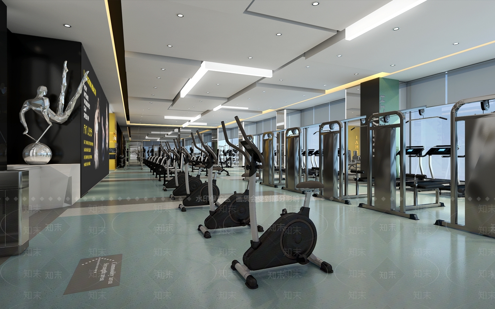 现代健身房活动区3D模型下载【ID:957416651】