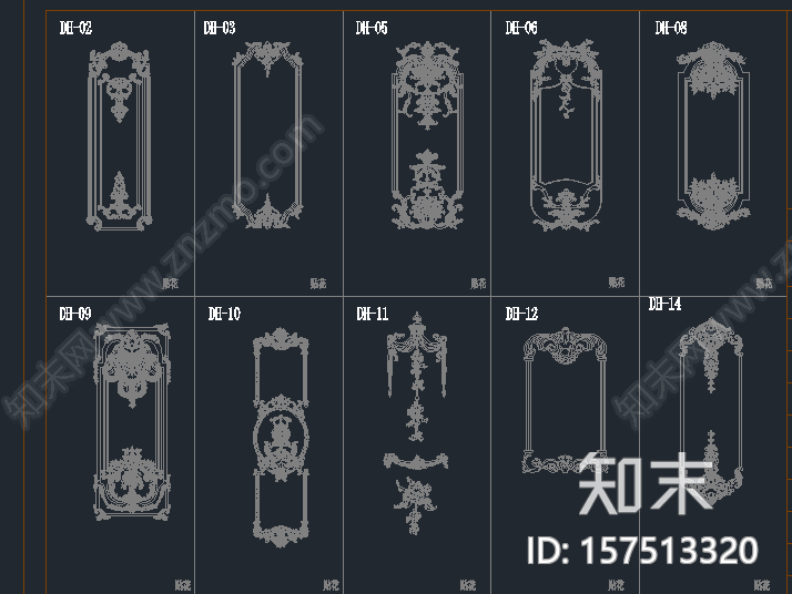 欧式各类线条雕花cad施工图下载【ID:157513320】