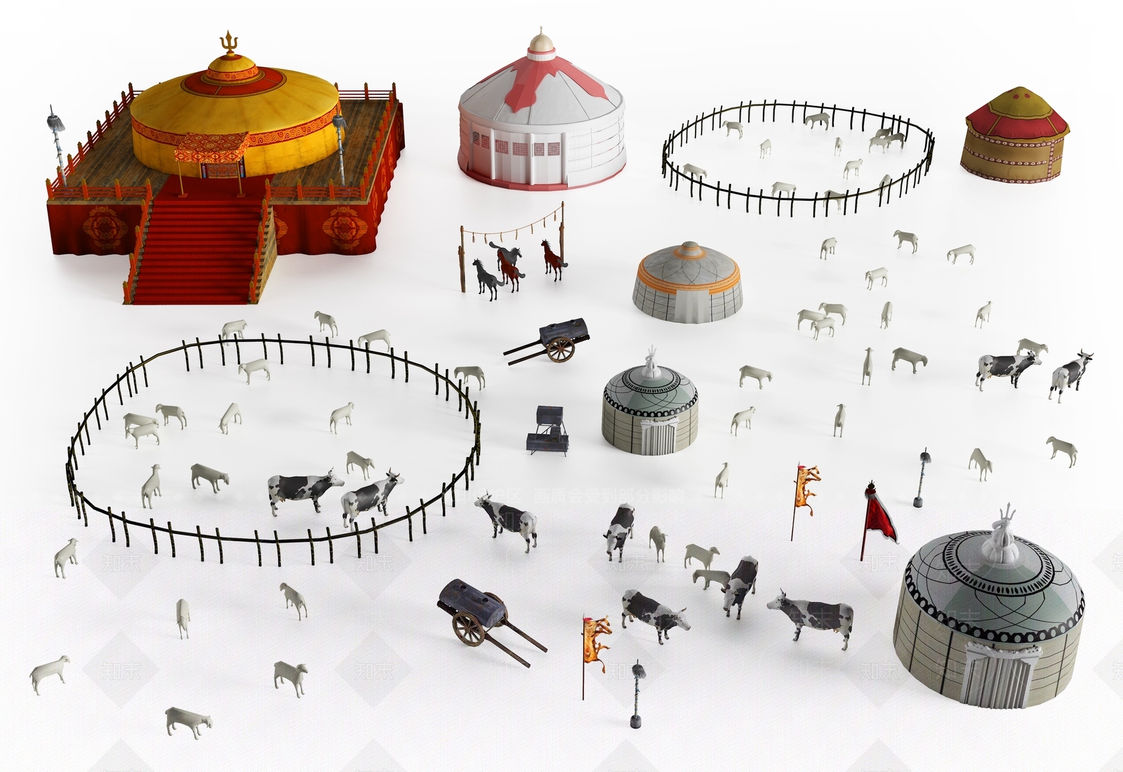 现代蒙古包3D模型下载【ID:557527401】