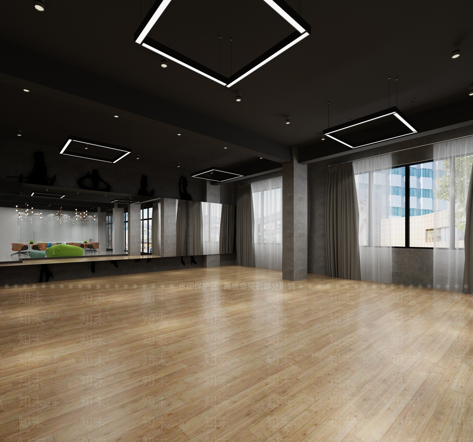 工业风舞蹈教室3D模型下载【ID:957555640】