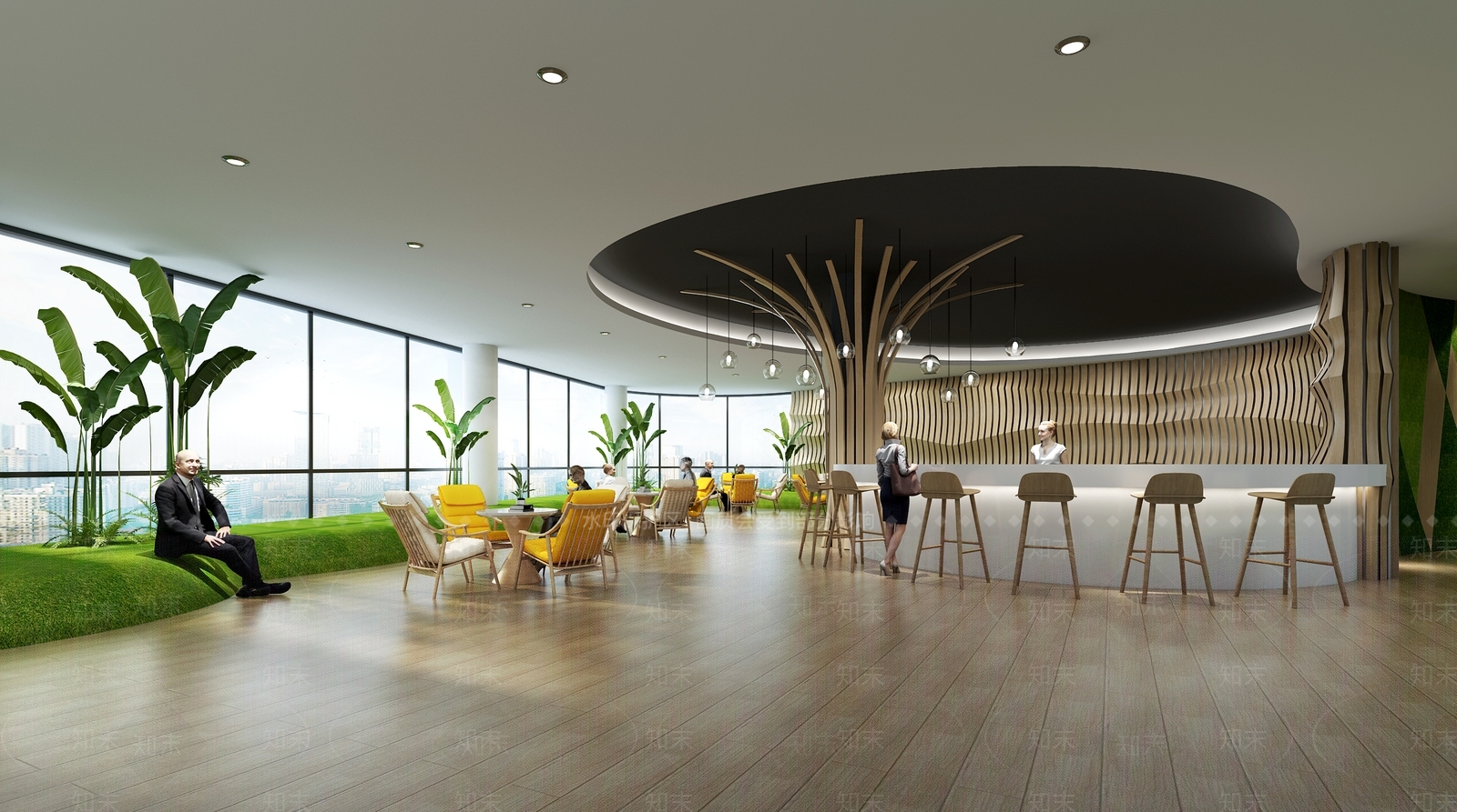 现代接待厅书吧3D模型下载【ID:257762760】