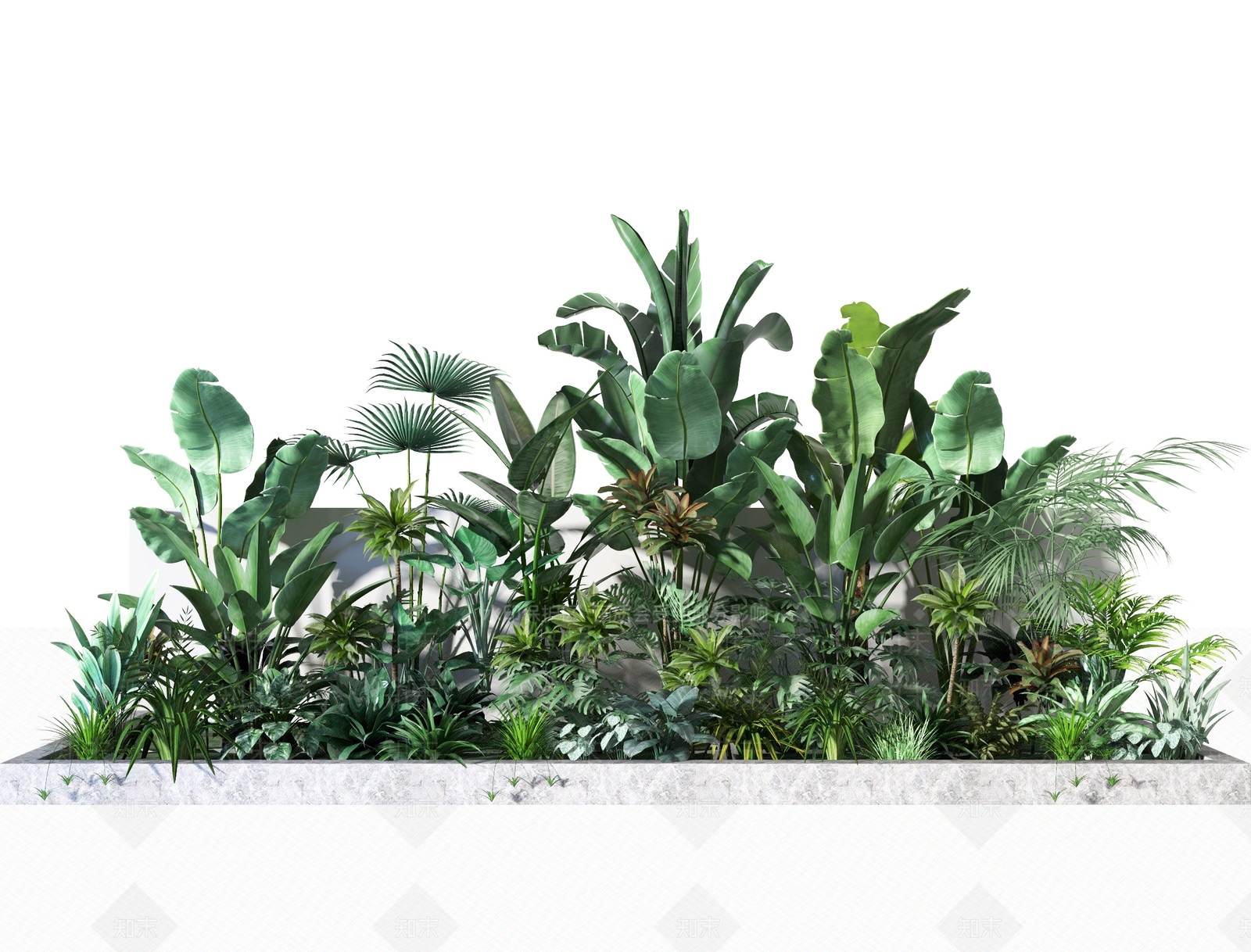 现代绿植堆3D模型下载【ID:257765666】