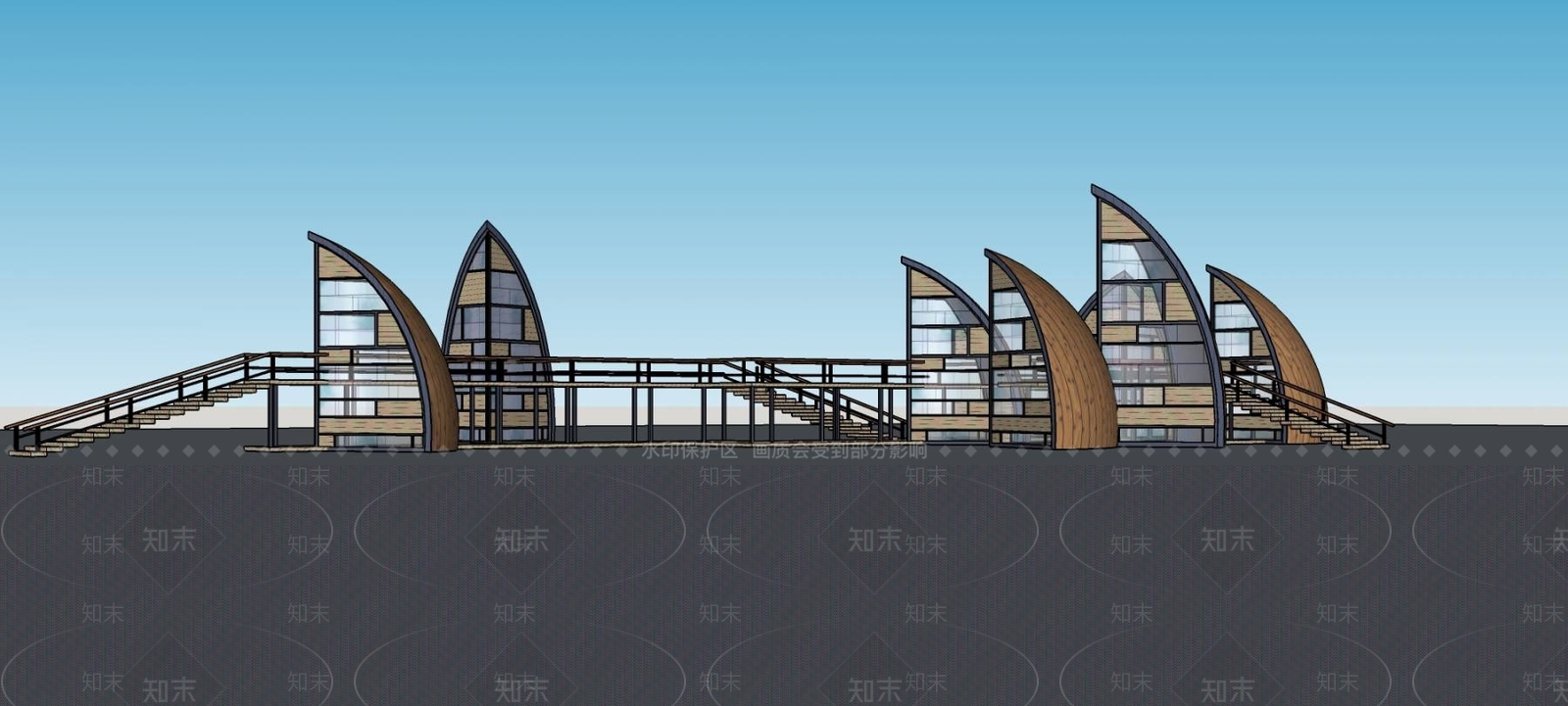 现代风格天桥SU模型下载【ID:957776379】