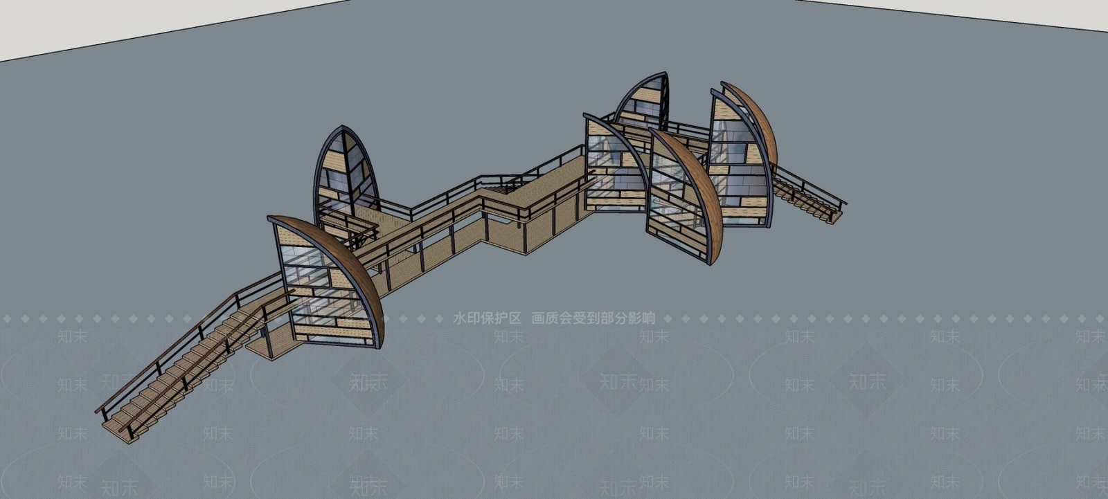 现代风格天桥SU模型下载【ID:957776379】