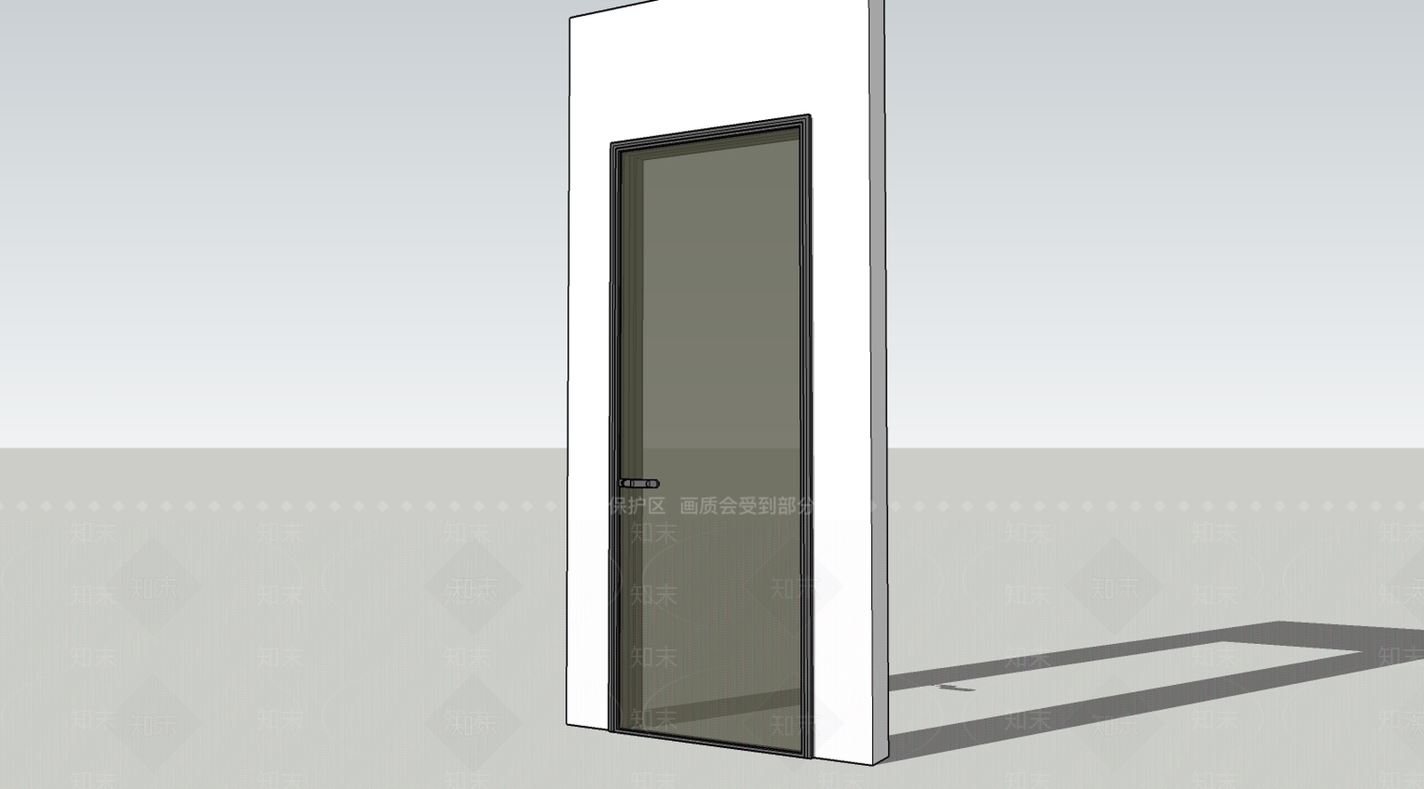 现代风格磨砂玻璃门SU模型下载【ID:257781352】