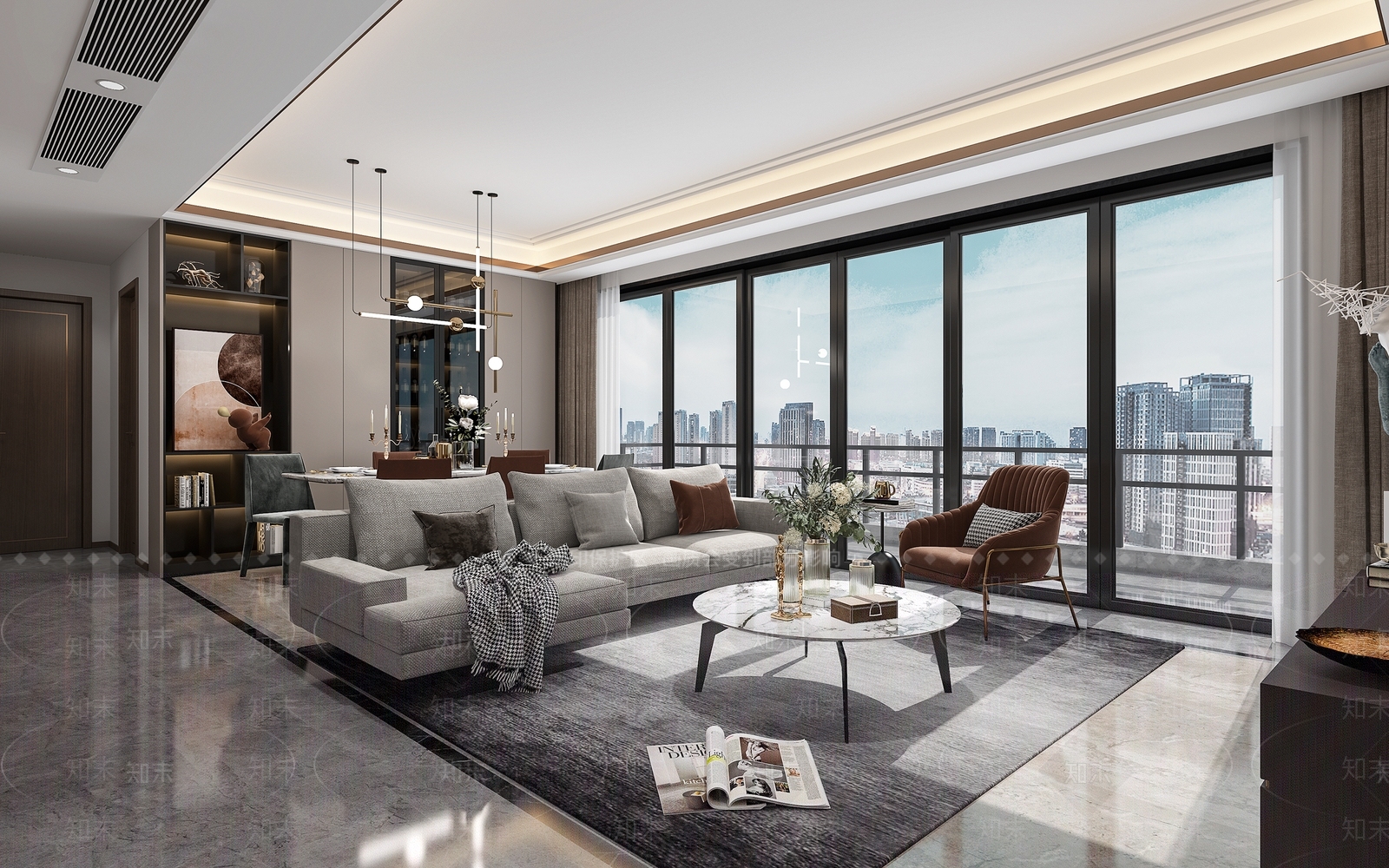 现代港式客厅3D模型下载【ID:757782758】