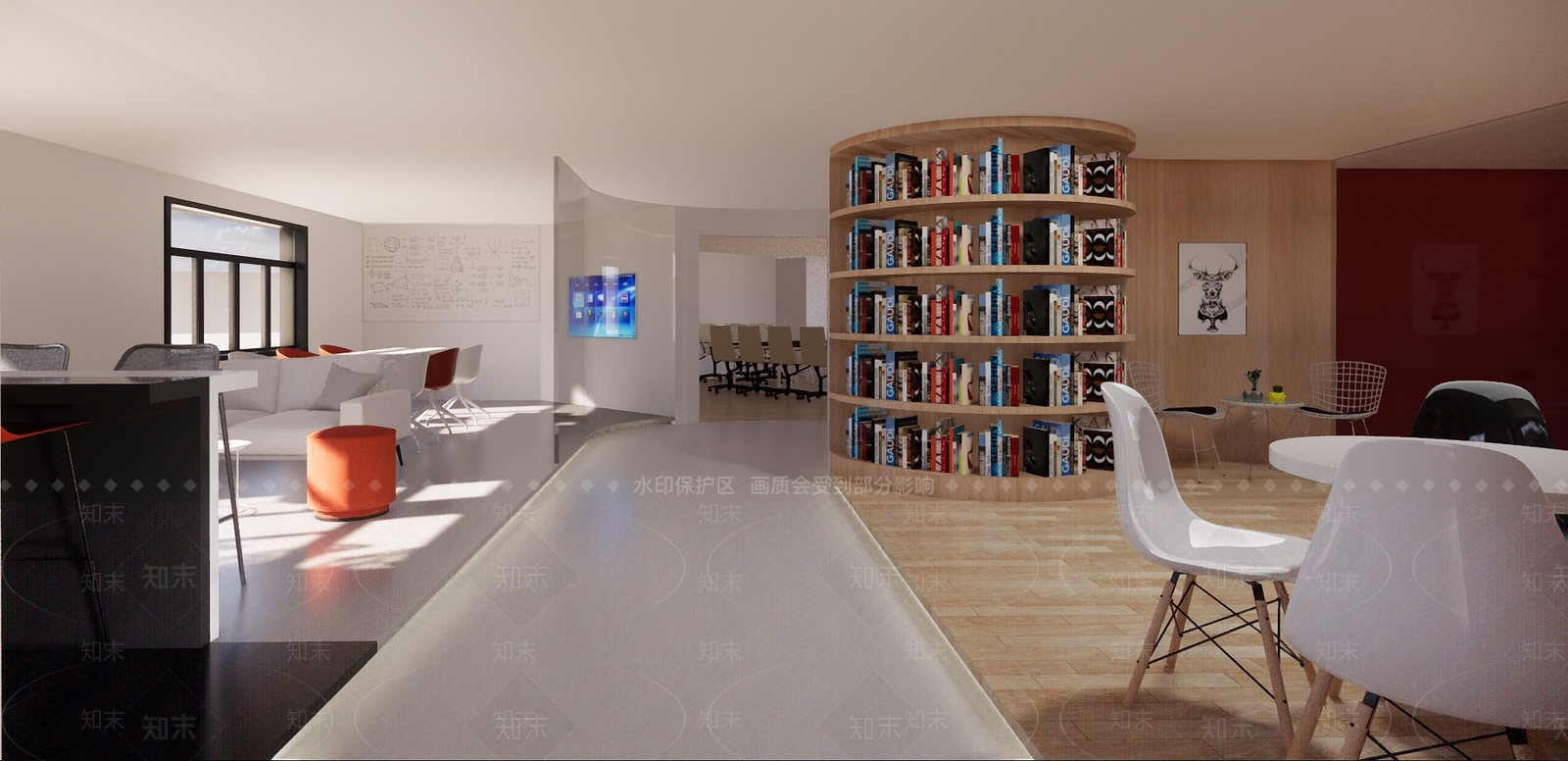 现代风格书吧SU模型下载【ID:557786702】