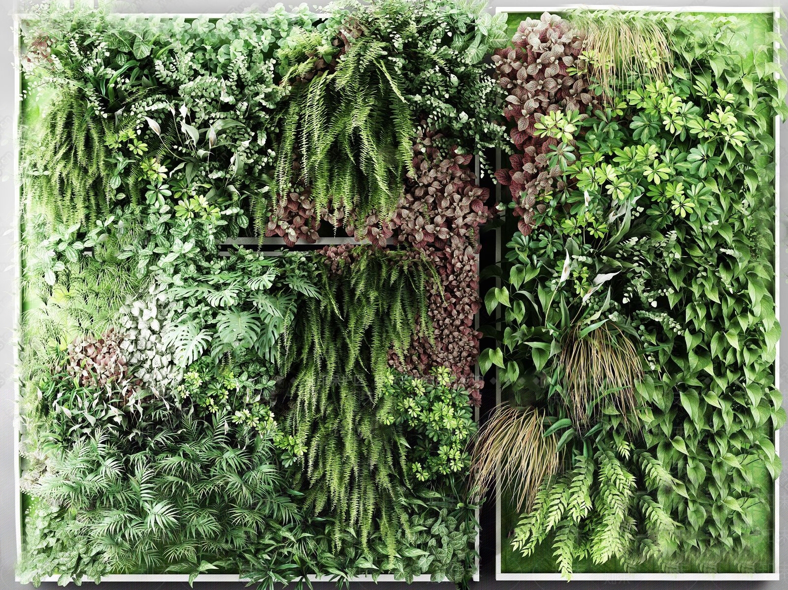 现代绿植墙3D模型下载【ID:457807203】
