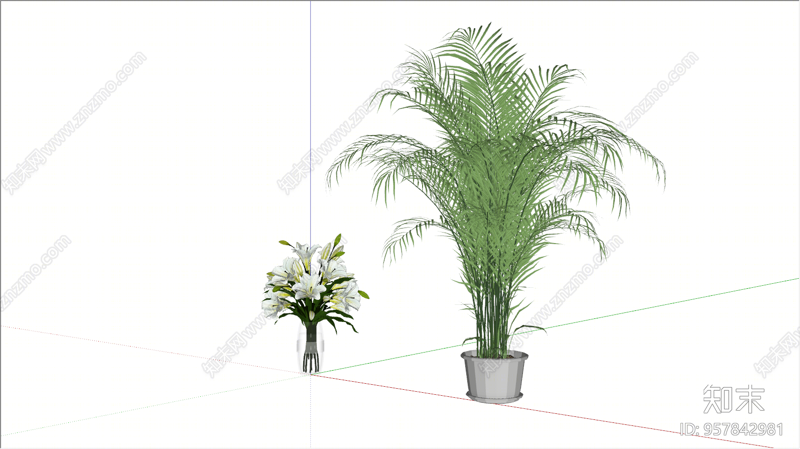 现代百合花SU模型下载【ID:957842981】