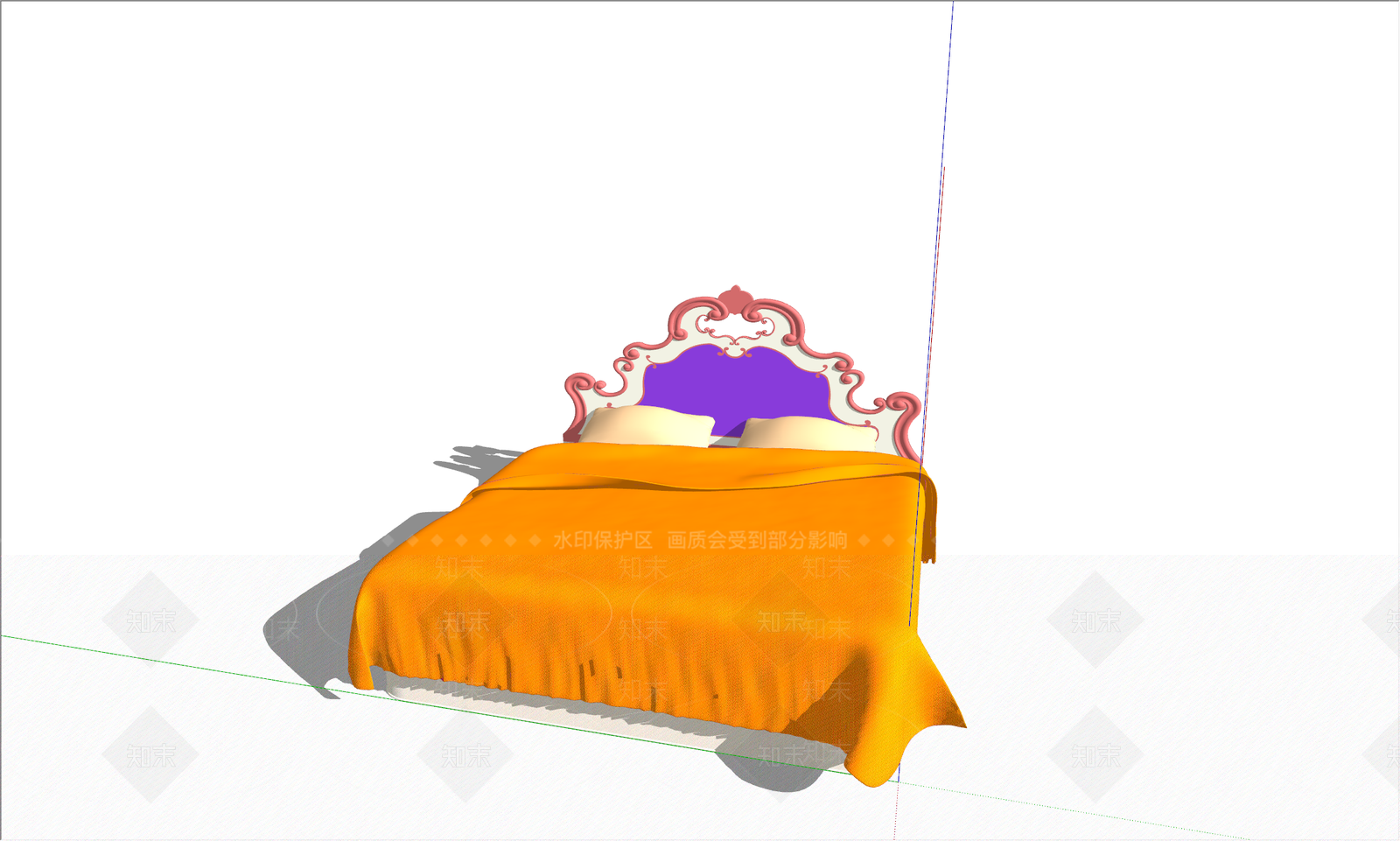 欧式风格单人床SU模型下载【ID:557845164】