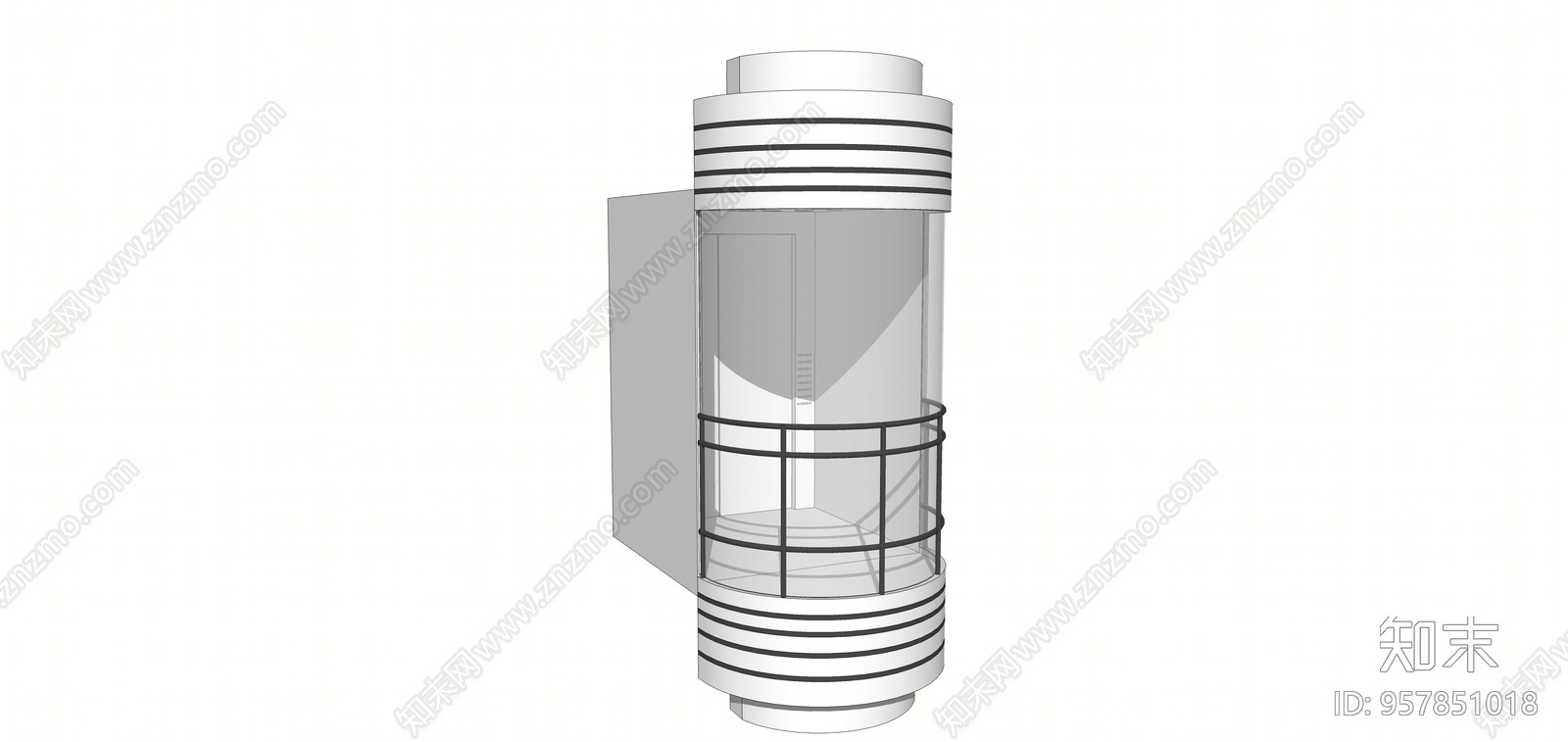 现代风格观光电梯SU模型下载【ID:957851018】