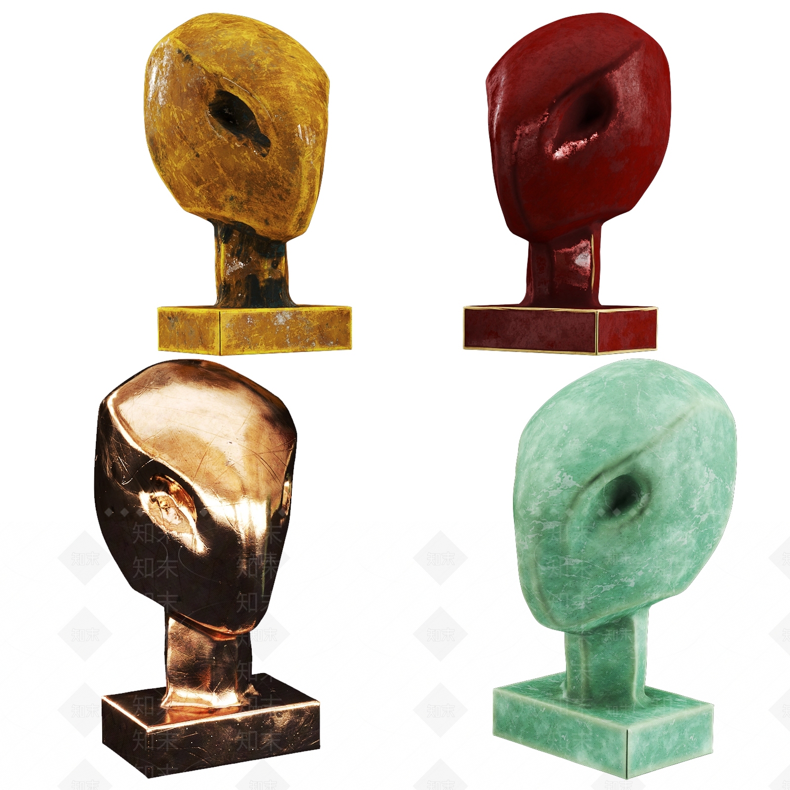 现代人头雕塑3D模型下载【ID:357865848】