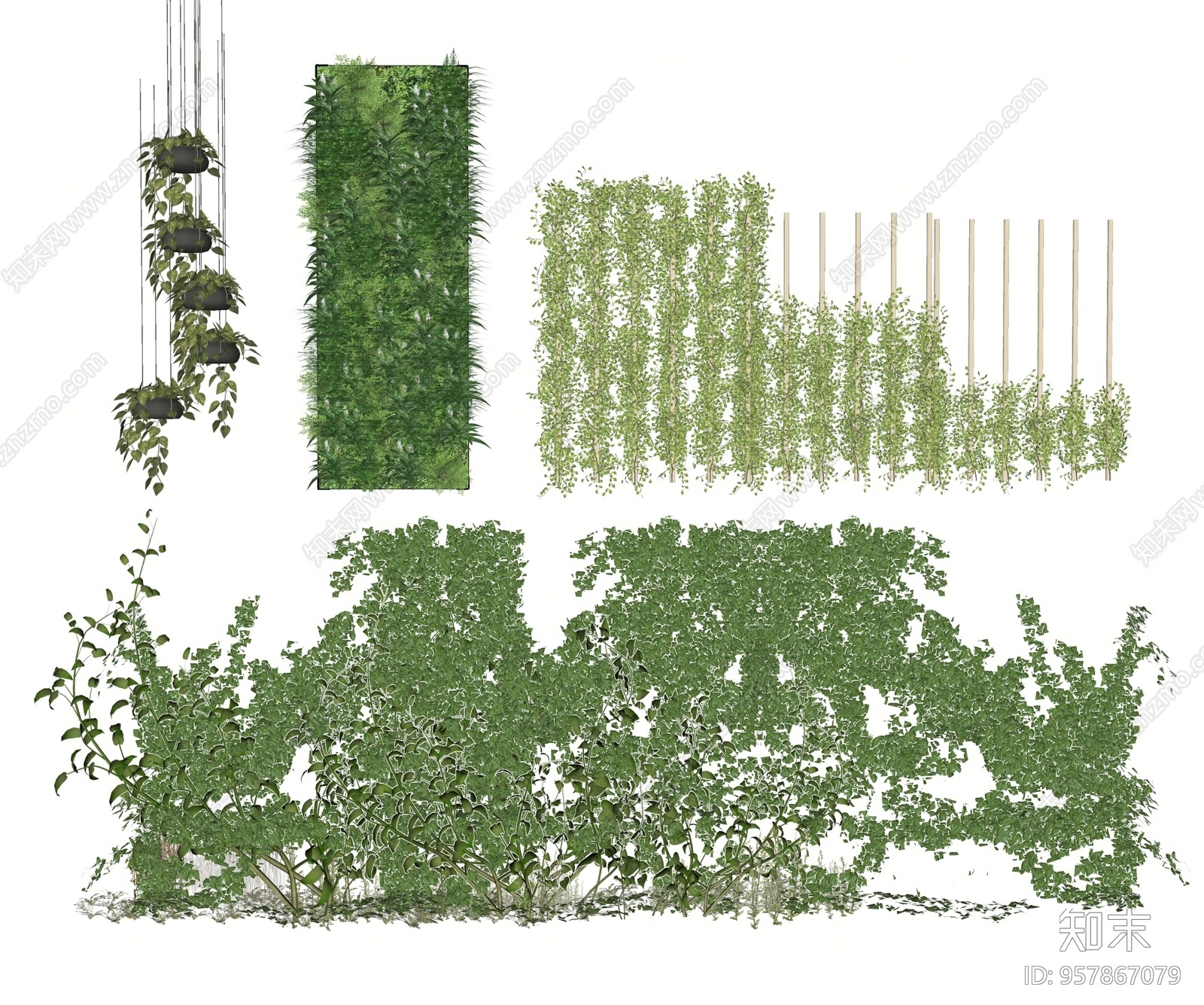 北欧风格植物墙饰SU模型下载【ID:957867079】