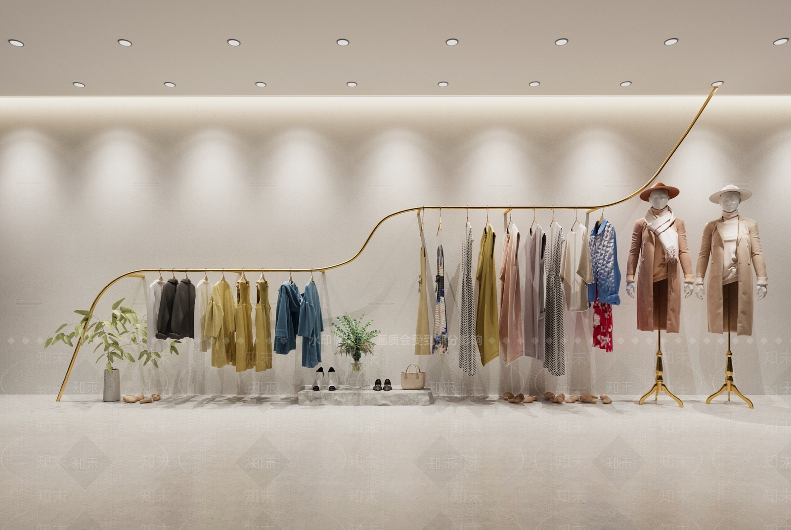 现代服装货架3D模型下载【ID:457878120】